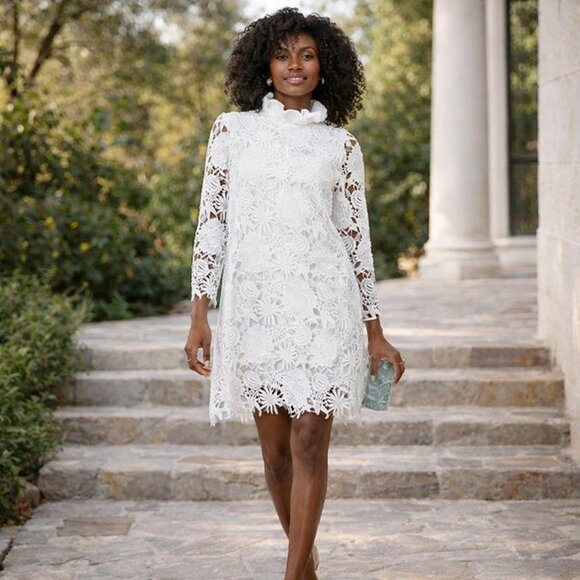 Tuckernuck Daphne Guipure Lace Mini Dress XXS NWT White Bridal Shower Graduation